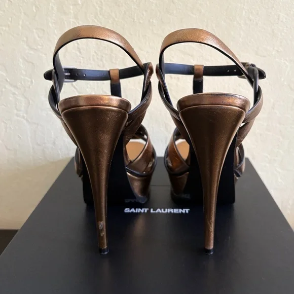 YSL Bronze Tribute Sandals - Picture 7 of 11